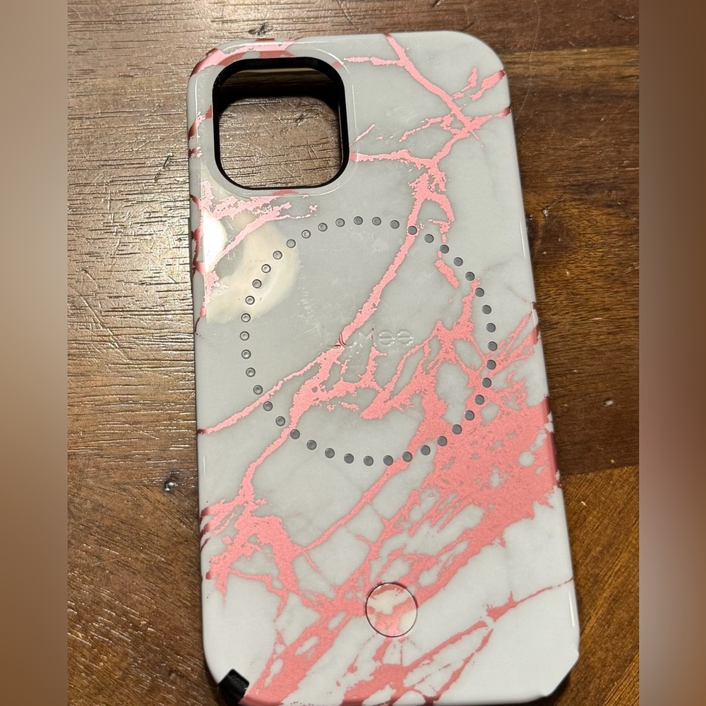 Lumee Marble Pattern iPhone 13 Pro Max Case - Pink and White